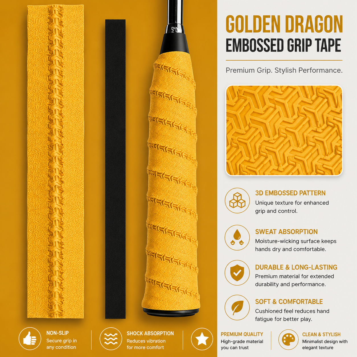 Serina Dragon Bone Overgrip – Premium Anti-Slip Grip Tape for Pickleball & Tennis